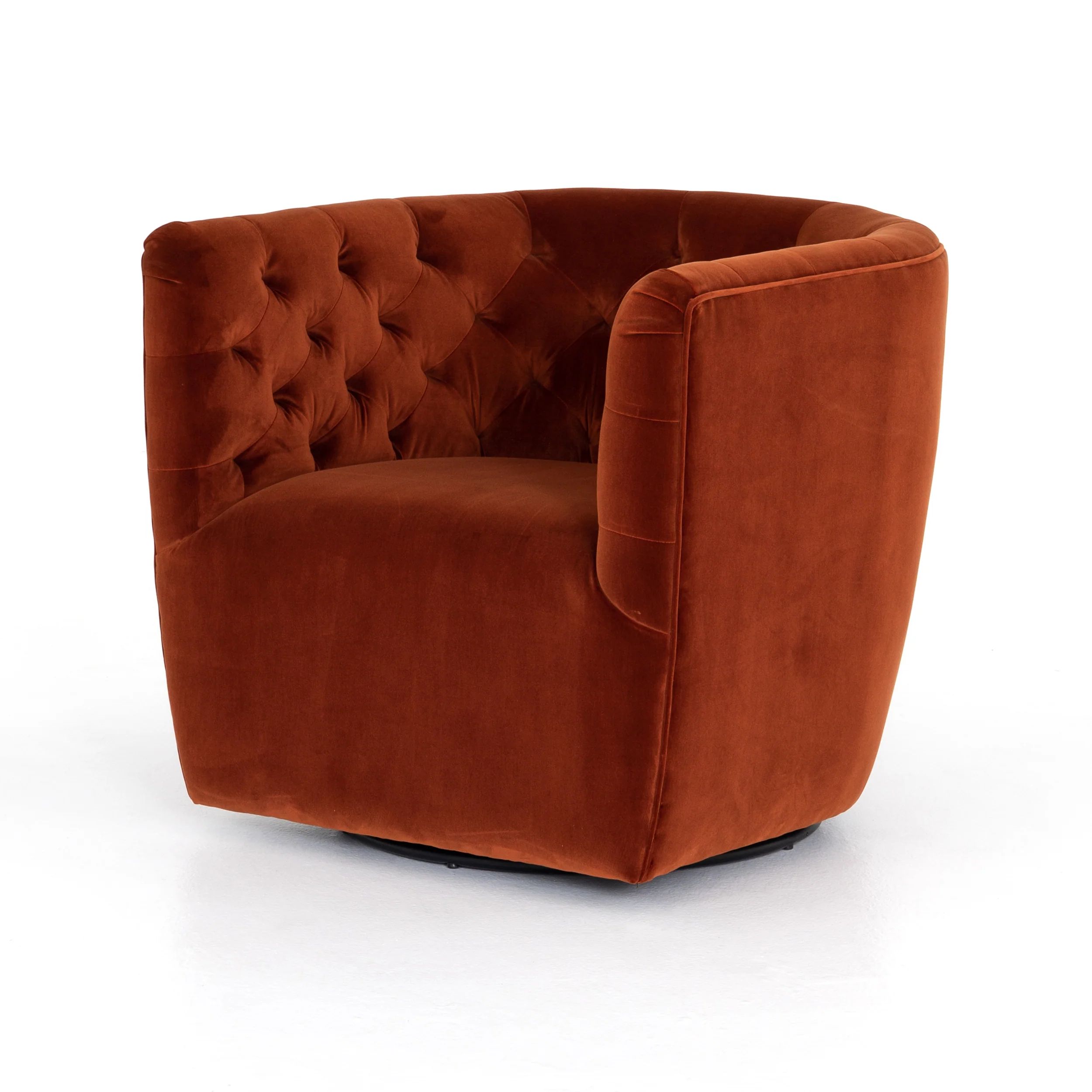 Hanover Swivel Chair in Sapphire Rust | Burke Decor