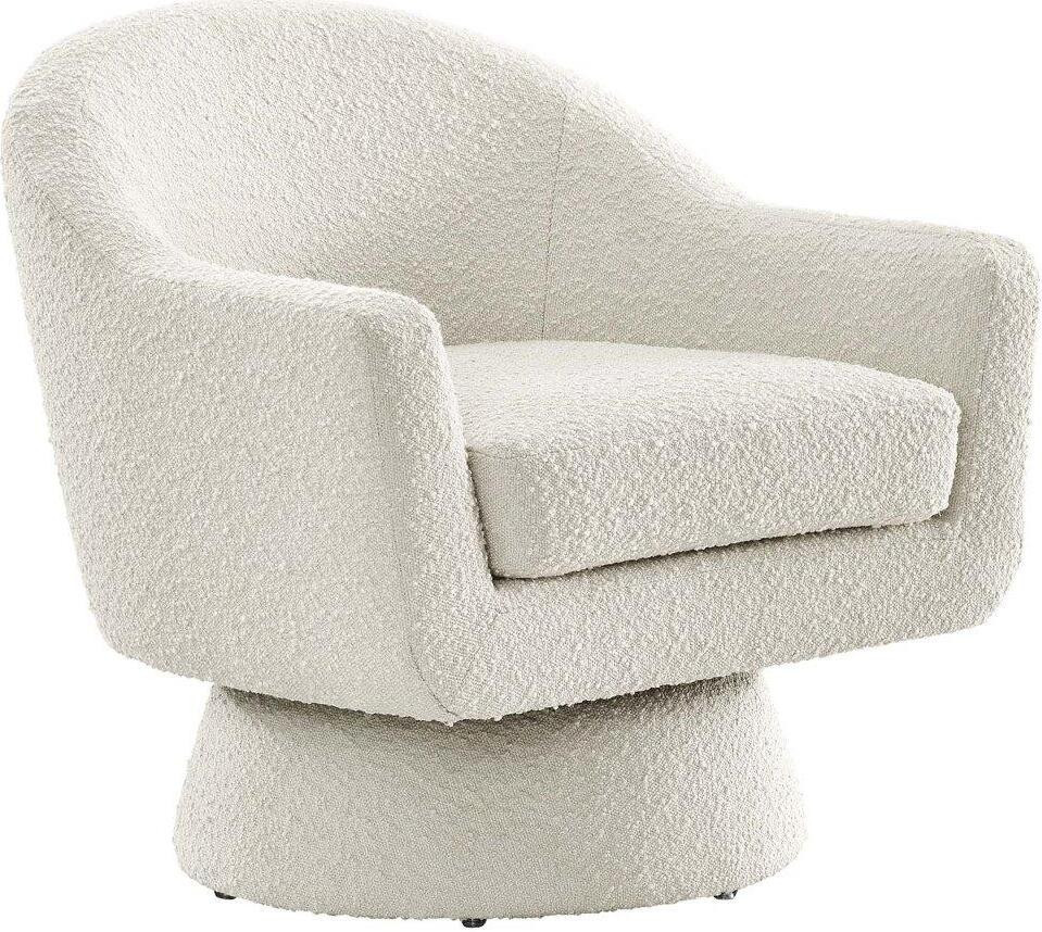Astral Boucle Fabric Swivel Chair In Ivory | 1stopbedrooms