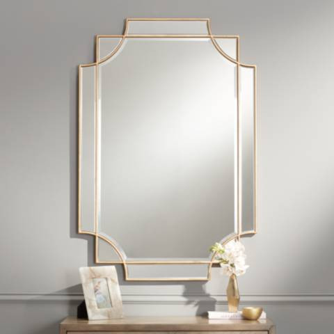 Possini Euro Marten 30 3/4" x 45 1/4" Gold Wall Mirror | Lamps Plus