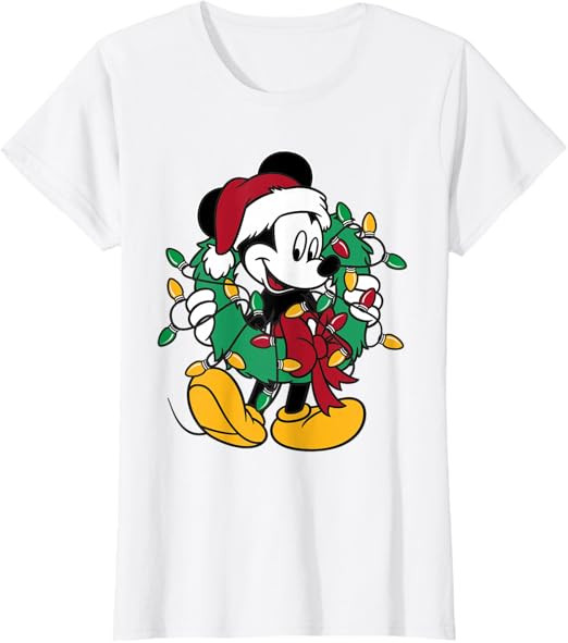 Disney - Mickey Mouse Christmas Lights T-Shirt | Amazon (US)