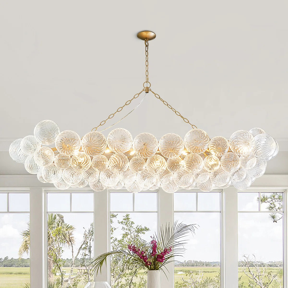 Hand Blown Glass Swirl Bubble Nordic Art Chandelier | Wayfair North America