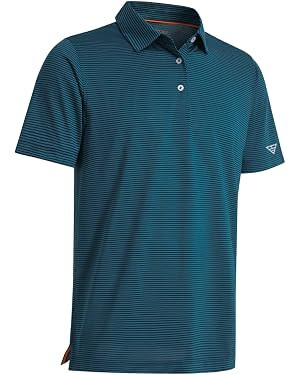 Men's Golf Polo Shirts Short Sleeve Striped Performance Moisture Wicking Dry Fit Golf Shirts for ... | Amazon (US)