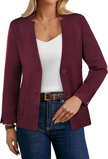GRACE KARIN Women Sweater Blazer Business Casual Knit Cardigan 2026 Long Sleeve Suit Jackets Work... | Amazon (US)