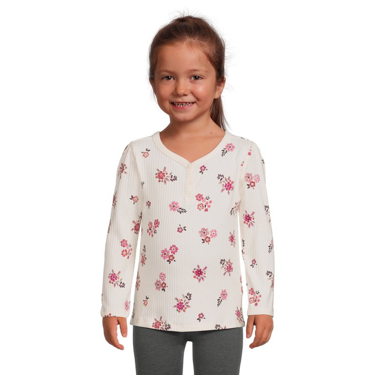 Garanimals Toddler Girls Long Sleeve Henley, Sizes 12 Months - 5T | Walmart (US)