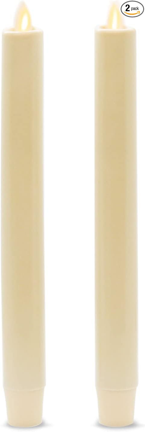 Luminara Set of 2 Moving Flame LED Taper (1x9.75), Flameless Candle, Melted Edge, Smooth Wax, Uns... | Amazon (US)