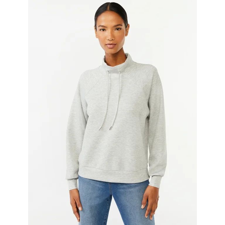 Scoop Women's Scuba Knit Funnel Neck Sweatshirt | Walmart (US)