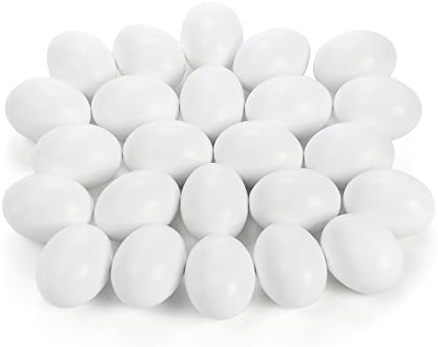 ZEAYEA 24 Pieces Wooden Fake Eggs, White Faux Eggs for DIY Easter Eggs, Crafts and Easter Decorat... | Amazon (US)