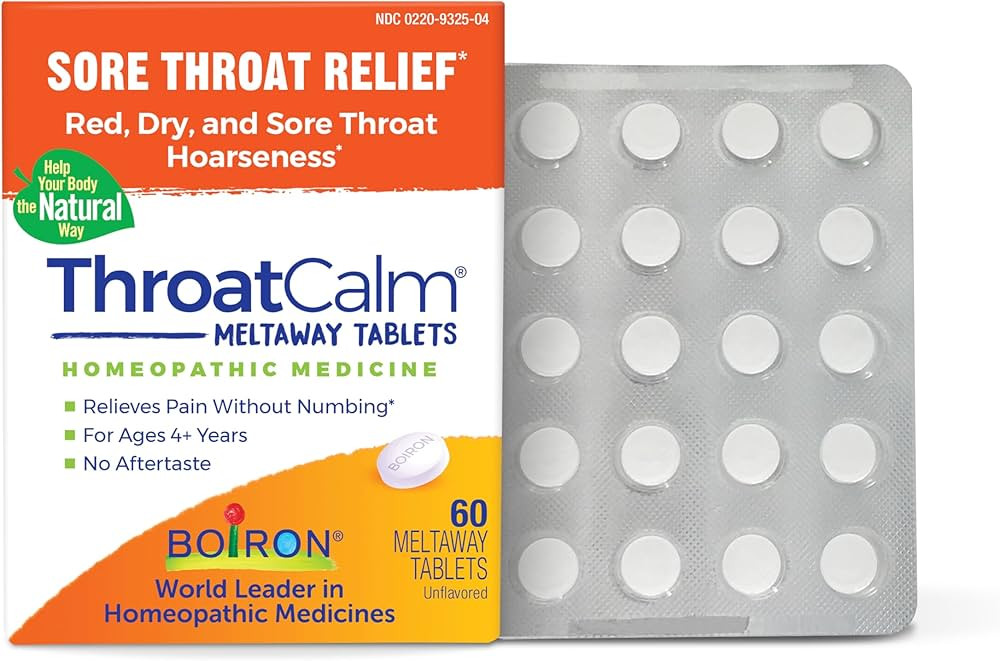 Boiron ThroatCalm Tablets for Pain Relief from Red, Dry, Scratchy, Sore Throats and Hoarseness - ... | Amazon (US)