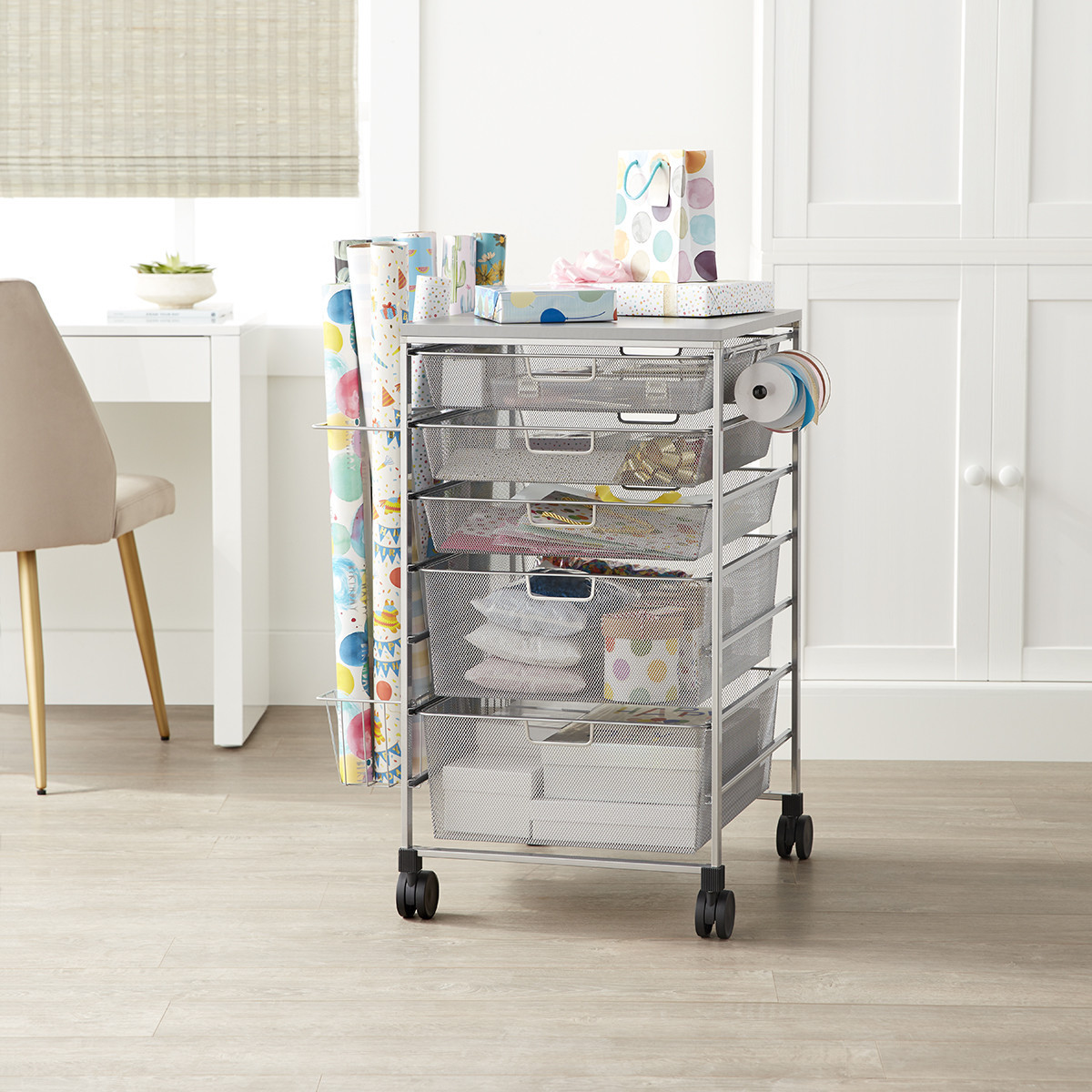 Elfa Gift Wrap Cart Platinum | The Container Store