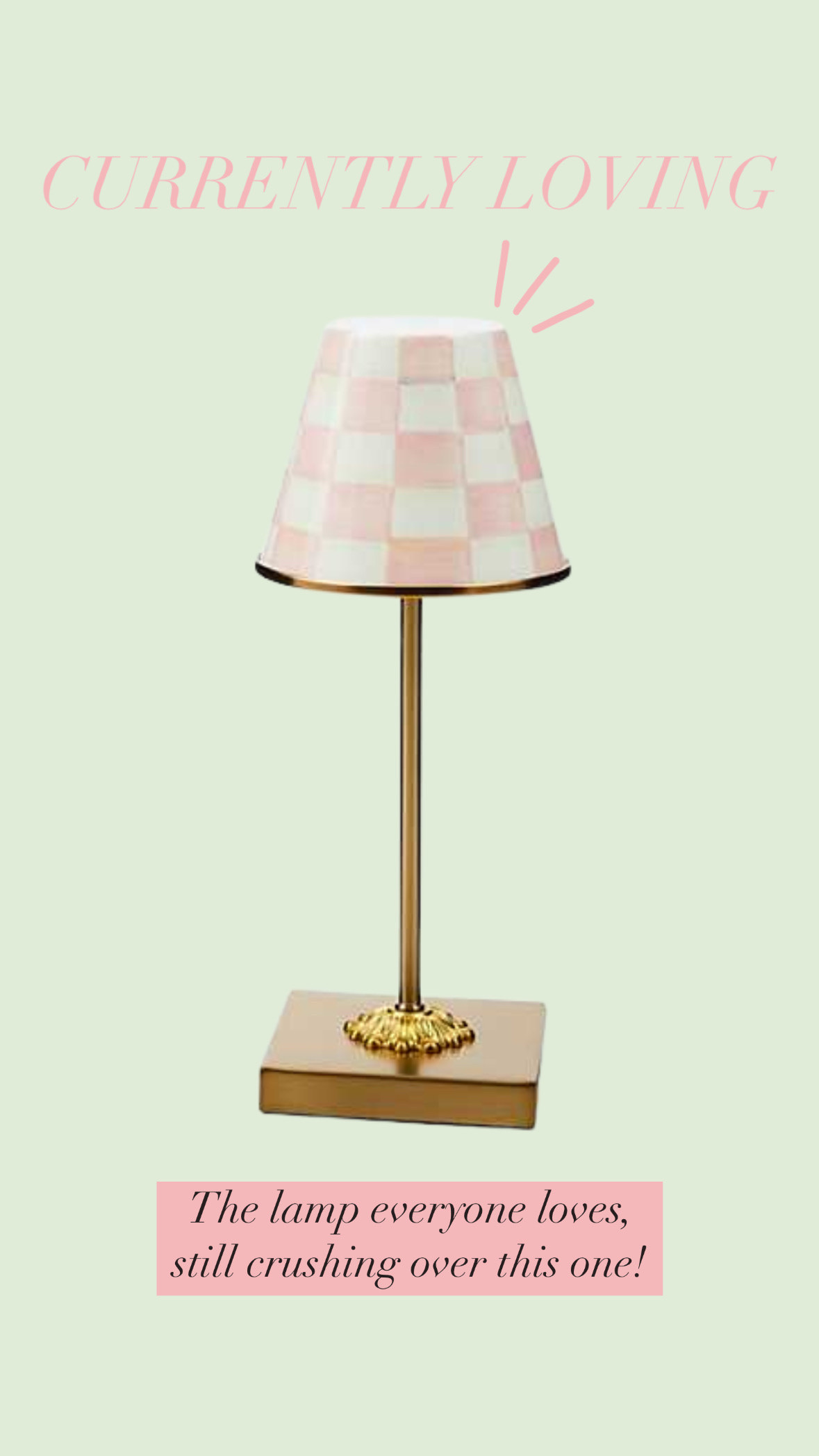 Currently Loving: Mackenzie Childs mini lamp in Rosy Check