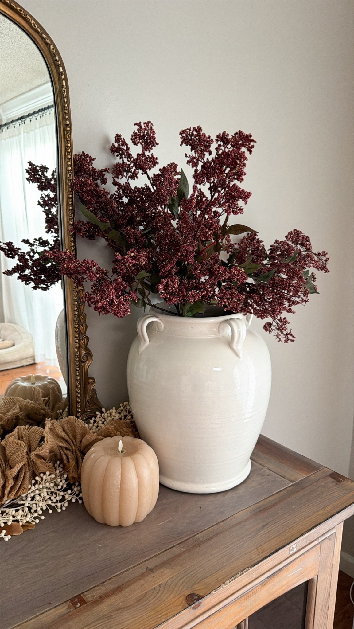 Amazon fall stems 25% off 🍂 

Pumpkin candle is homegoods, garlands are hobby lobby 🫶🏻

#LTKSeasonal #LTKHome
