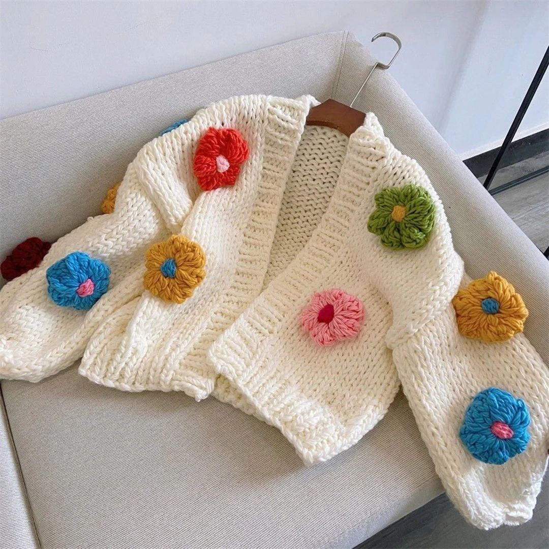 Flower Knit Sweater | Etsy (US)