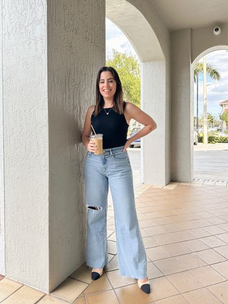 Everyday outfit idea: wide leg jeans, ribbed black tank and chanel inspired heels!
#casuallook #outfitinspo #summerstyle #fashionfinds

#LTKFind #LTKSeasonal #LTKstyletip