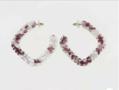 SUGARFIX by BaubleBar Geometric Acetate & Threaded Square Hoop Earrings NEW 2.5" | eBay US