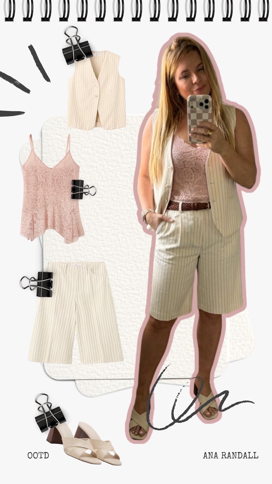 Chic summer tailoring⭐️

Obsessed with this pinstripe vest and bermuda shorts set! Adding a touch of romance with this pink lace cami underneath to soften the look.
Perfect for a casual Friday, brunch with the girls, or a stylish day out.

Shop the full look in my LTK.

XOXO,
Ana Randall💗

#LTKunder100 #LTKstyletip #SummerOOTD
#TailoredStyle #CasualChic #Pinstripe

#LTKshoes #LTKstyletip