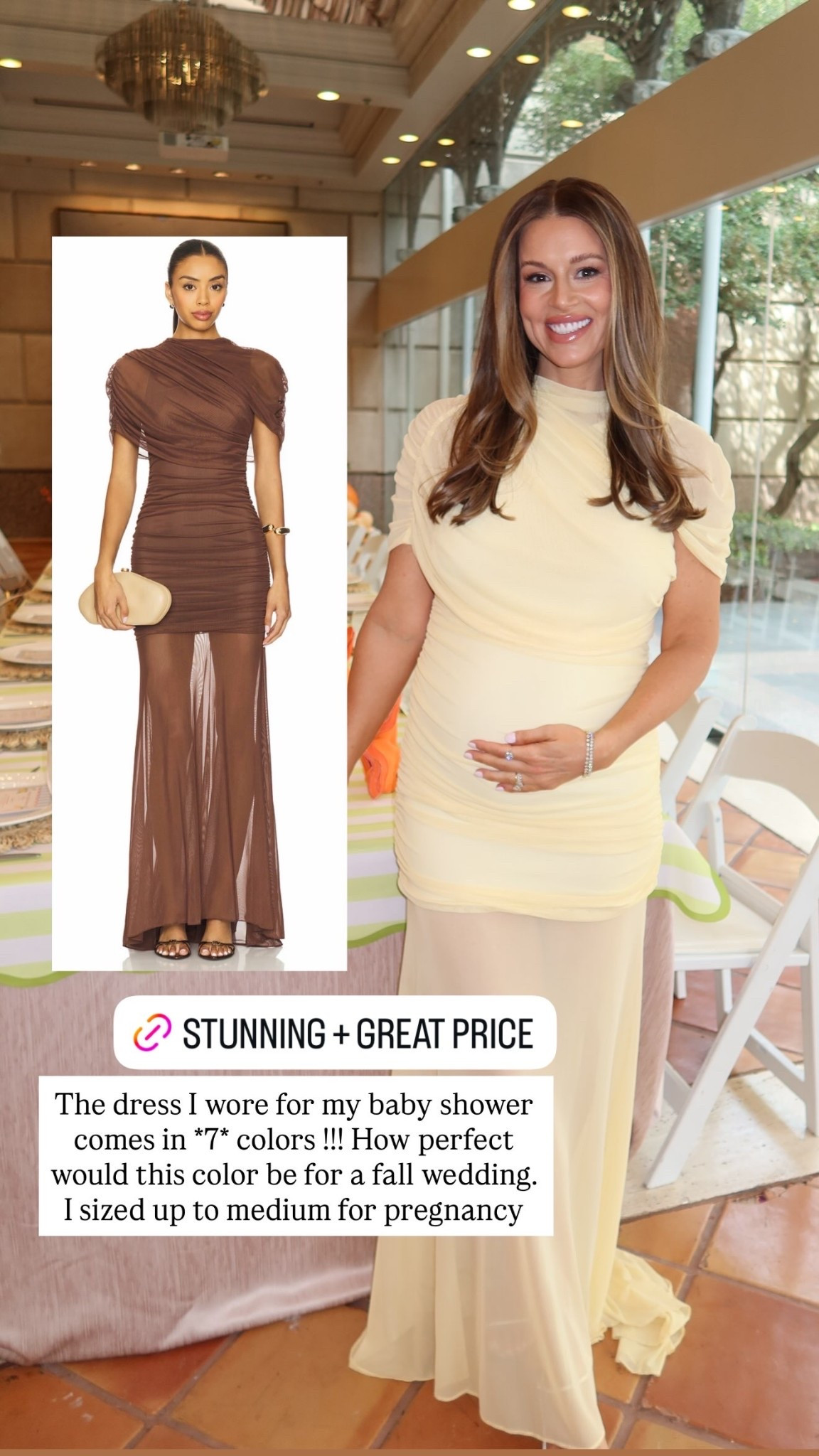 The dress I wore for my baby shower comes in *7* colors !!! How perfect would this color be for a fall wedding. I sized up to medium for pregnancy @Revolve

#LTKWedding #LTKBump #LTKootd