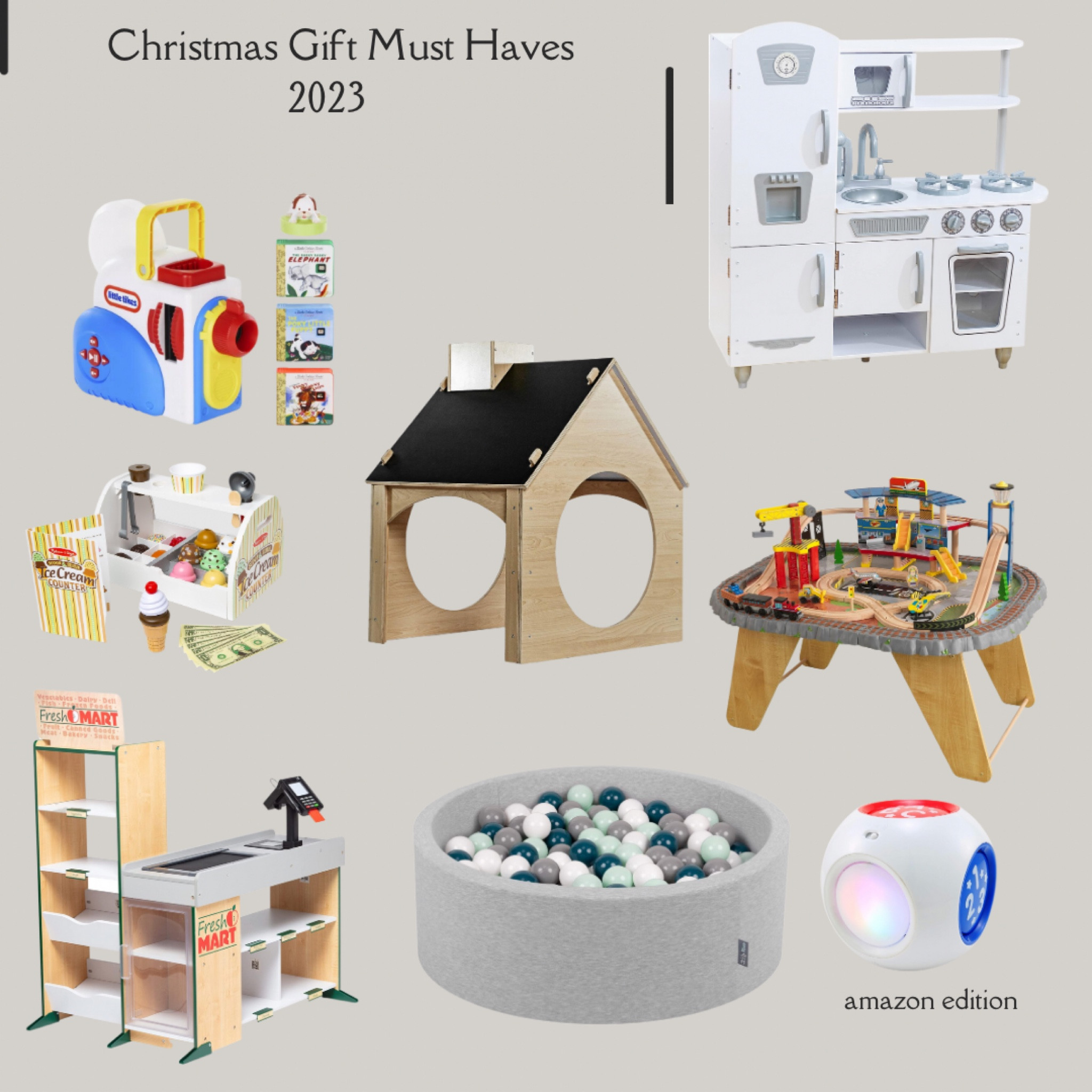 -Christmas Gift Must Haves 2023-

#christmas #christmasgifts #christmasgiftguide #toddlergifts #ballpit #trainset #playkitchen #littletikes #dreammachine #grocerystore #melissaanddoug #icecream #pretendplay #activitycube #Montessoriplay #santashelper #birthdaygiftguide  

#LTKGiftGuide #LTKHoliday #LTKSeasonal