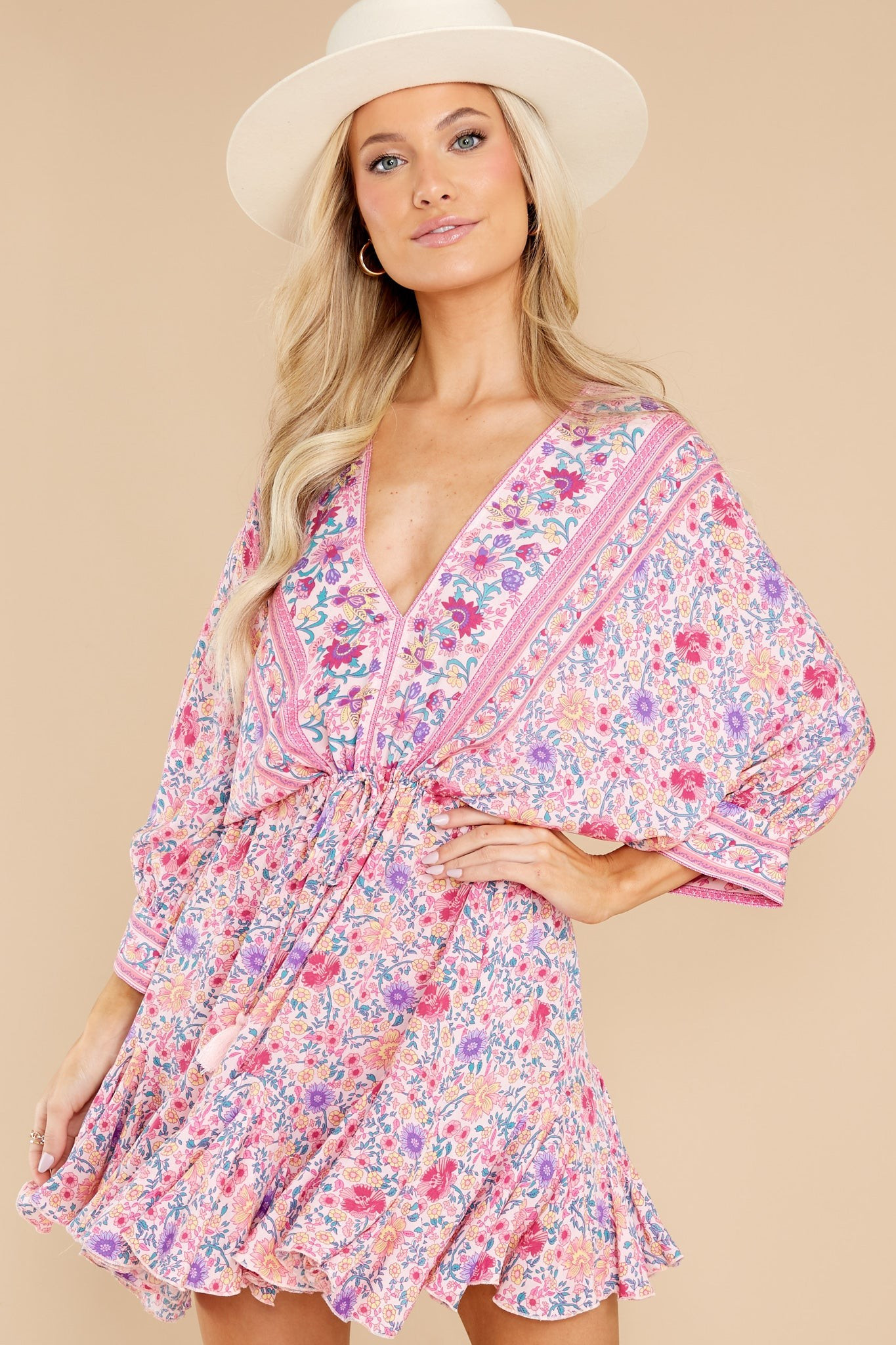 Love Blossoms Pink Floral Print Dress | Red Dress 