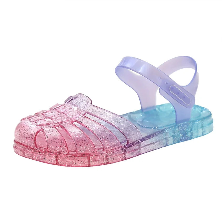 KPOPLK Jelly Shoes for Girls Glitter Princess Flat Mary Jane Sandals with Bow Size 13,Blue | Walmart (US)
