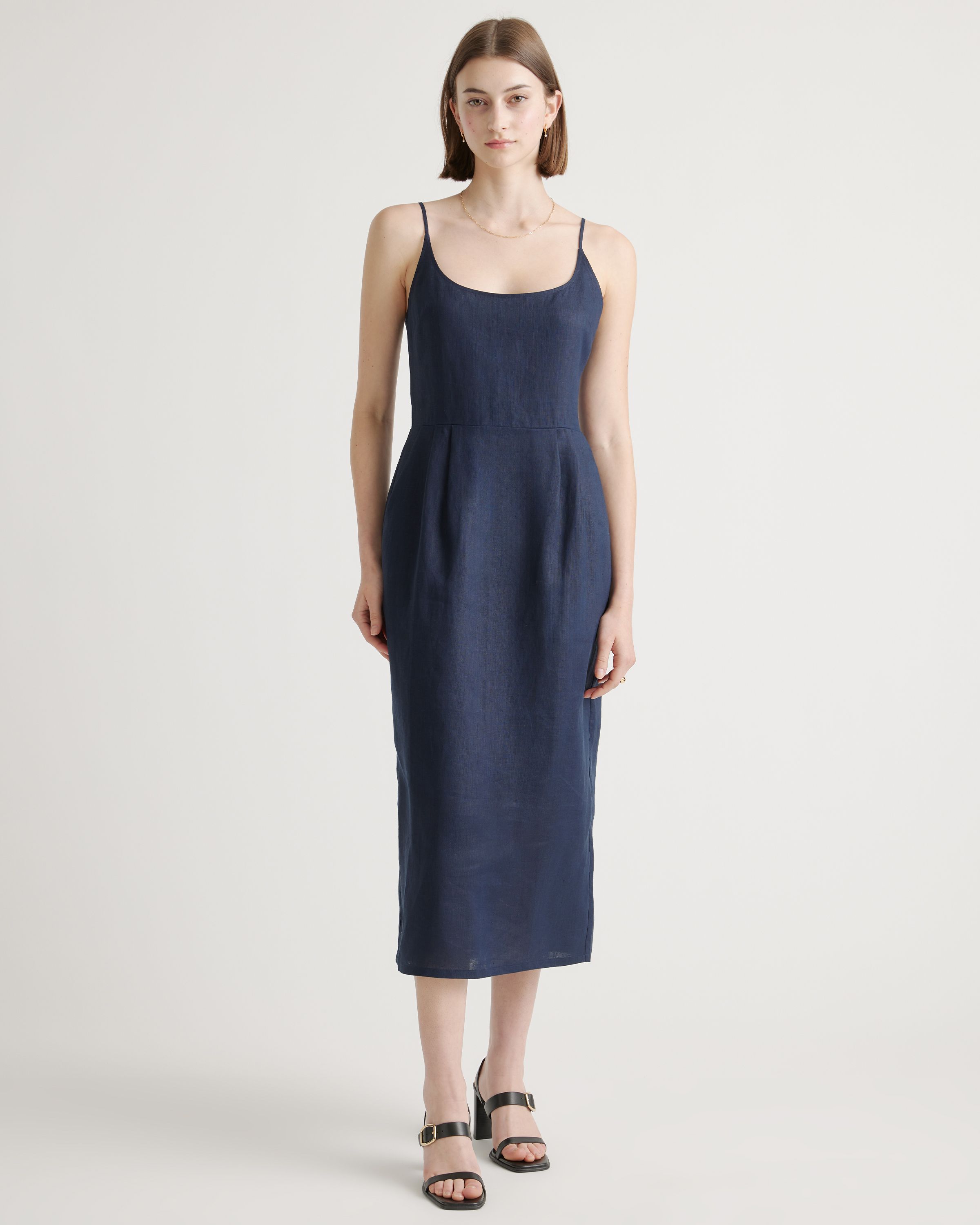 100% European Linen Scoop Neck Midi Dress | Quince