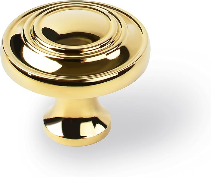 SALISENG- 5 Pack Polished Brass Kitchen Cabinet Knobs, Round Gold Dresser Drawer Knobs, 1.23-Inch... | Amazon (US)