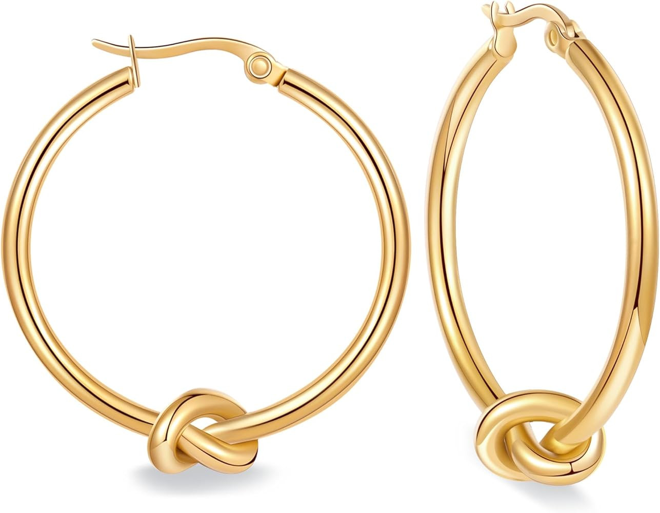 Knot Gold Hoop Earrings for Women Large Gold Knot Hoop Earrings Statement Knot Hoops Hypoallergen... | Amazon (US)