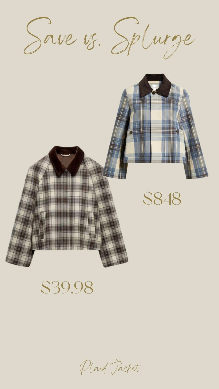 You can purchase this plaid jacket from FRAME for $848 orrr this one from Amazon for $39.98.

#LTKootd #LTKSeasonal