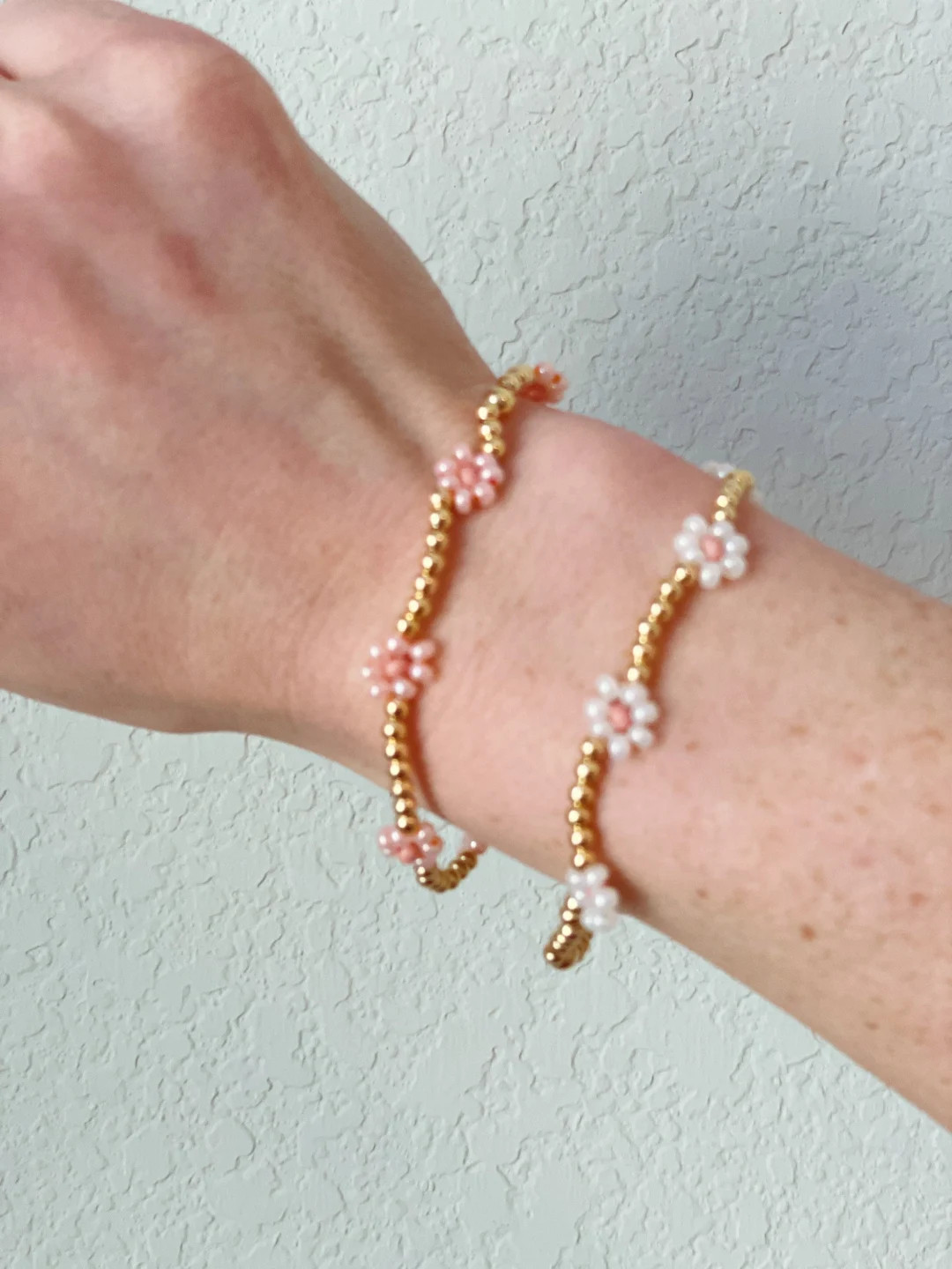 Daisy Beaded Bracelet, Daisy Bracelet, Pink Daisy Bracelet, Gold Filled Daisy Bracelet, Bracelet ... | Etsy (US)