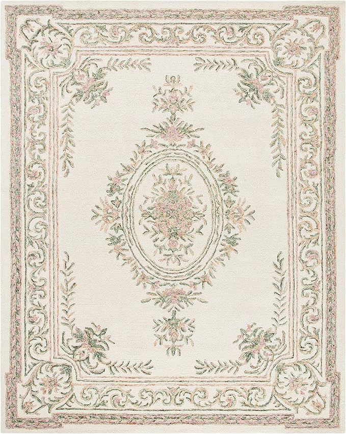SAFAVIEH Area Rug 8x10 - Micro-Loop Collection - Large - Ivory & Fuchsia, Handmade Wool, Ideal fo... | Amazon (US)