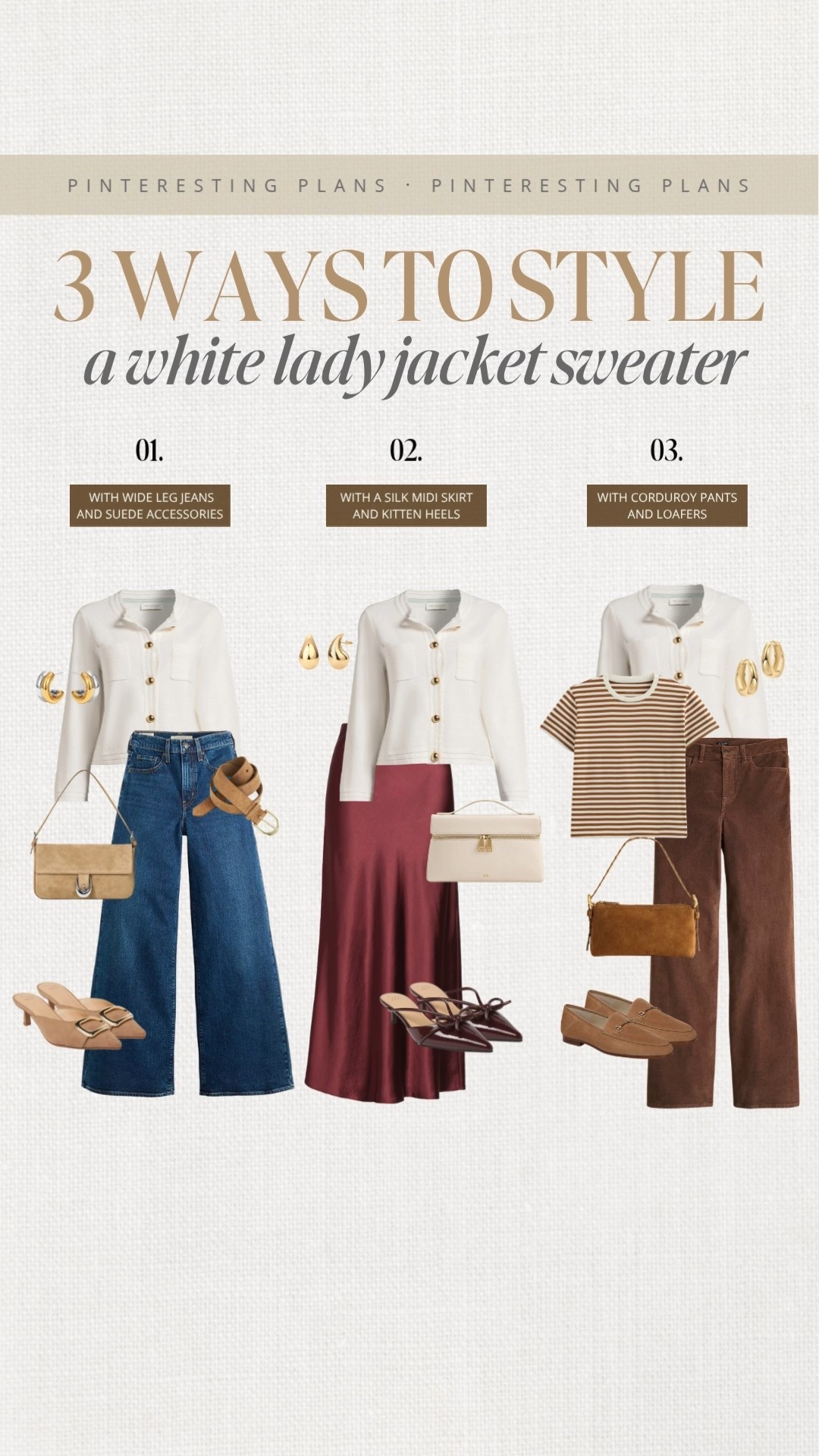 Three ways to style a white lady jacket sweater 🙌🏻🙌🏻

Fall style, fall, fashion, lady jacket, satin skirt, jeans, loafers 

#LTKStyleTip #LTKSeasonal #LTKWorkwear