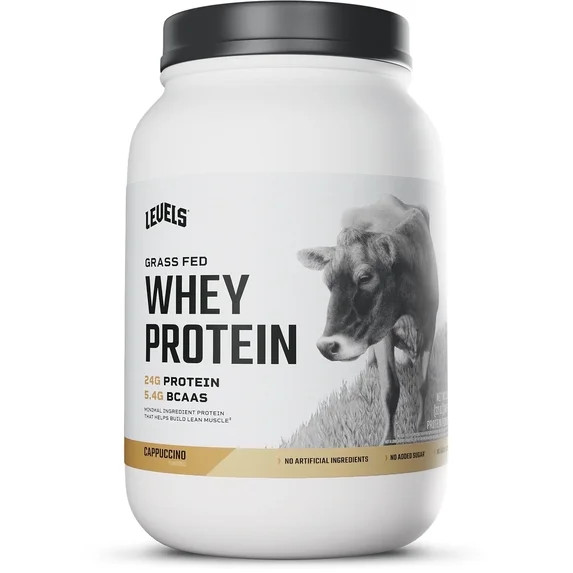 Levels Grass Fed Whey Protein Powder, No Artificials, 24G of Protein, Cappuccino, 2LB | Walmart (US)
