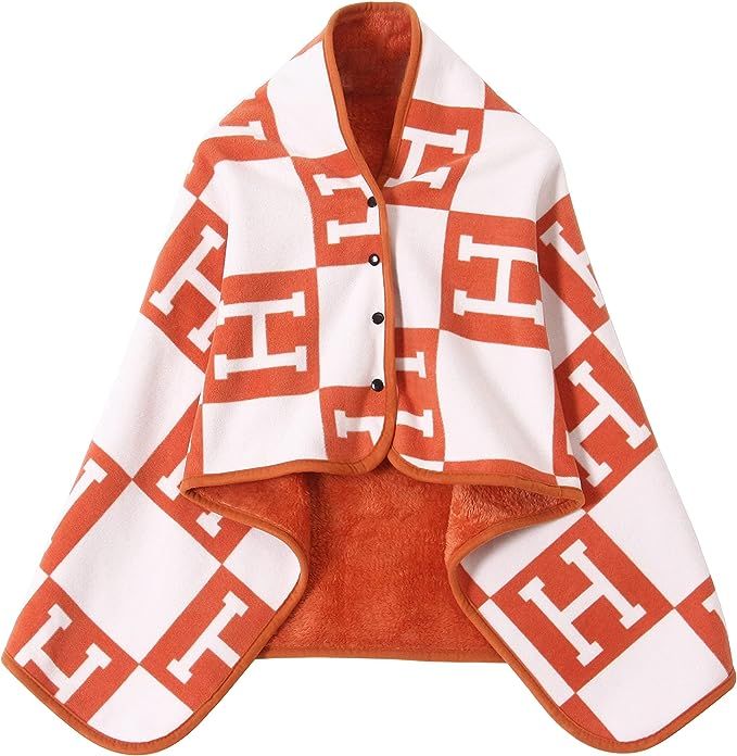 XING YE CHUAN Fleece Wearable Blanket, Comfy Poncho Throw with Buttons, Plush Sleeveless Blankets... | Amazon (US)