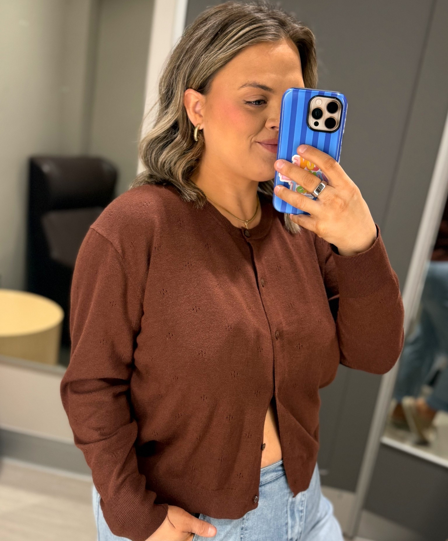 This chocolate brown cardigan is such a good neutral staple 🤎 Lightweight, easy to layer, and perfect with denim for that effortless everyday look. You can button it up or wear it open  

#LTKU #LTKootd #LTKMidsize