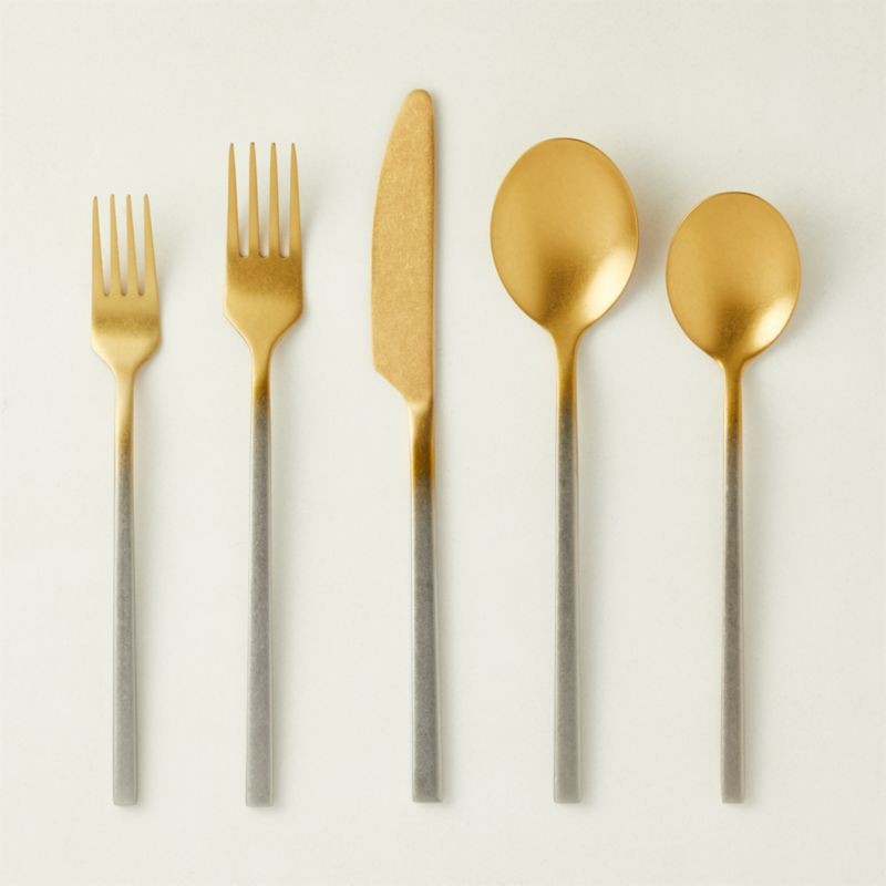 20-Piece Pin Tumbled Two-Tone Flatware Set + Reviews | CB2 | CB2