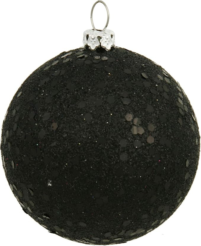 Vickerman Sequin Finish Shatterproof Christmas Ball Ornament with Drilled Cap, 6 per Bag, 4", Bla... | Amazon (CA)