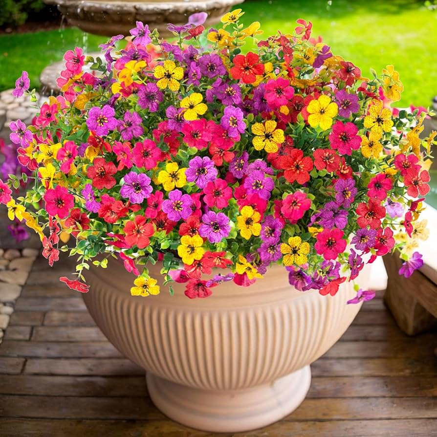 ADXORA 12 Bundles Artificial Flowers,Faux Plants for Spring Summer Decoration, UV Resistant Color... | Amazon (US)