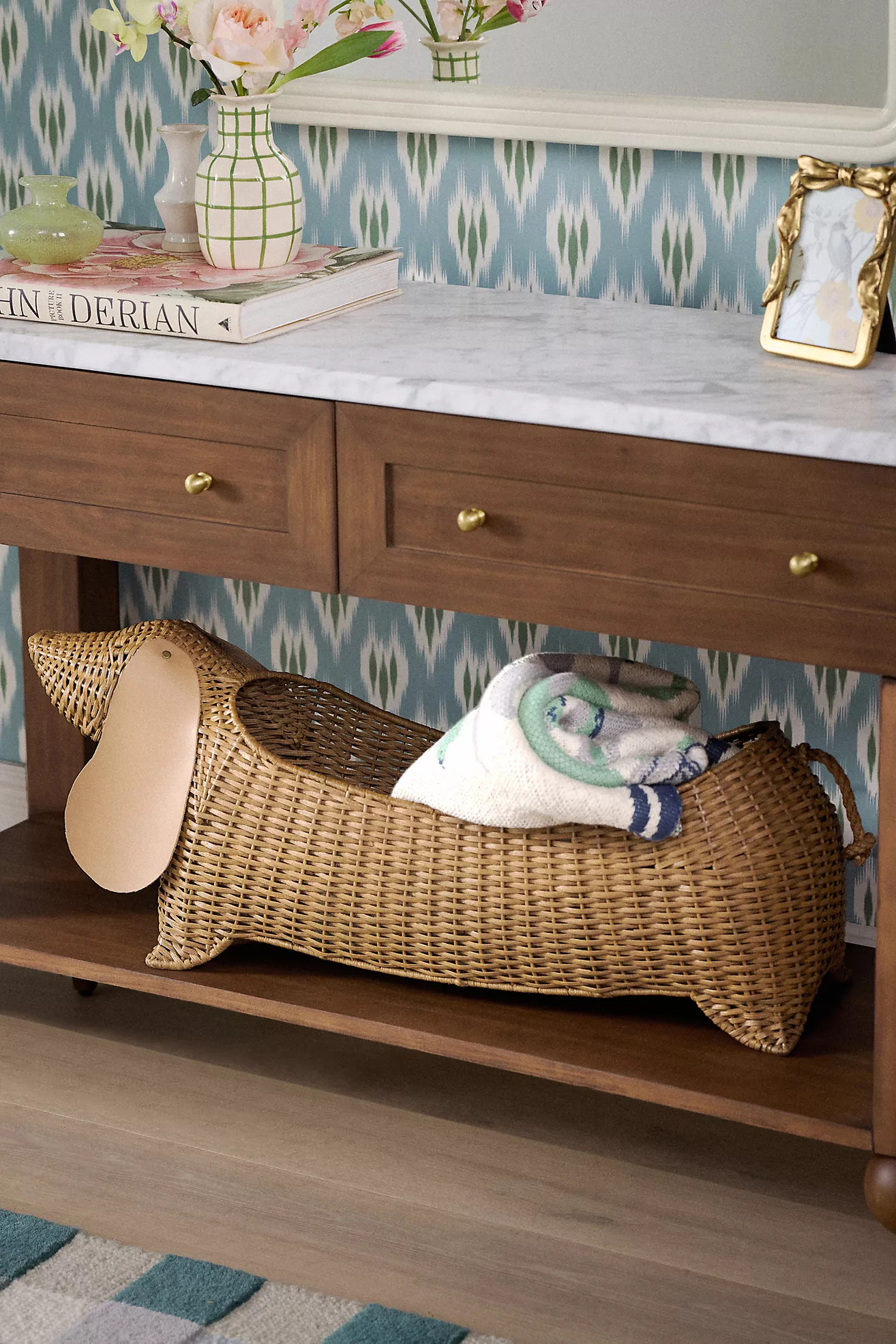 Dachshund Dog Woven Wicker Basket | Anthropologie (US)