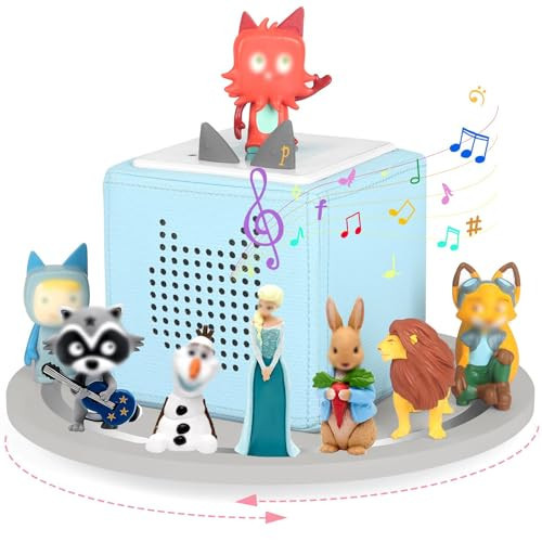 RZYLKA 360° Round Turntable for Tonies Box Organizer Tonie Storage Shelf, Magnetic Floating Shelves for Toniebox, Tonies Characters, Display Collection 10~20 Characters (Gray) | Amazon (US)