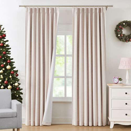 Pink Pinch Pleated Full Blackout Curtains Linen Texture Noise Reducing Window Treatment Panel 102 Inches Long for Living Room Bedroom Thermal Insulated Back Tab Drapes with Hooks, 2 Panel, 40"Wx102"L | Amazon (US)
