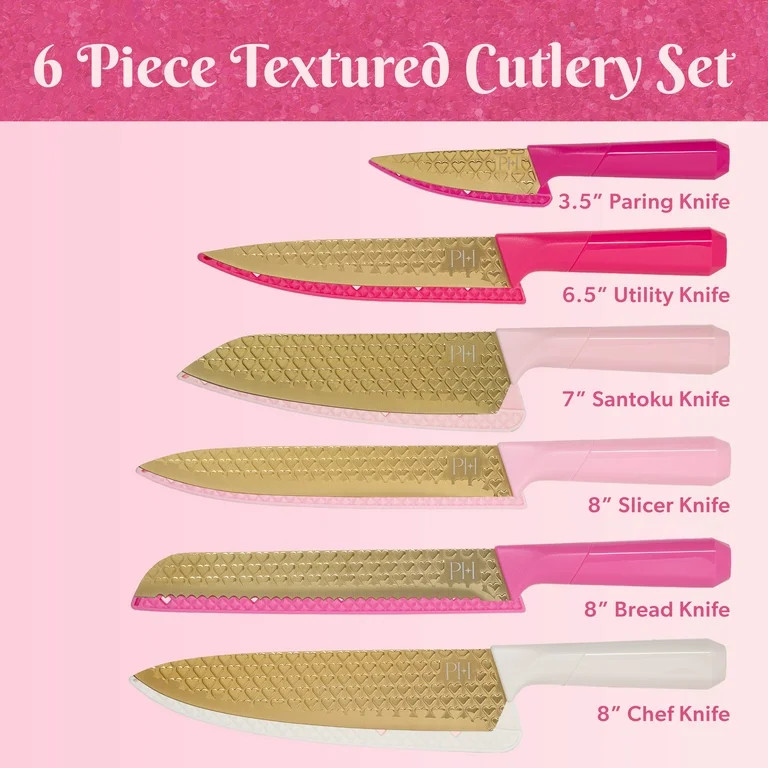 Paris Hilton 6 Piece Cutlery Set, Stainless Steel Blades, Jewel-Shaped Handles, Multicolor Pink -... | Walmart (US)