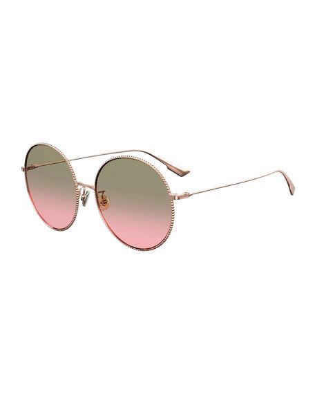 Dior DiorSociety2 Round Beaded Metal Sunglasses | Neiman Marcus
