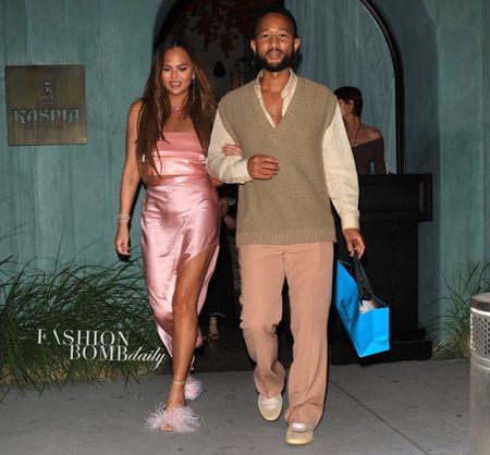 #fashionbombcouples ! @johnlegend and @chrissyteigen headed to dinner, with #chrissyteigen in a @fleurdumalnyc look ($295 skirt) and @magdabutrym feathery heels. Swipe for more and shop her look in our bio!
📸 Backgrid 
#chrissyteigenfbd #fleurdumal #magdabutrym

#LTKBacktoSchool #LTKSeasonal #LTKFind