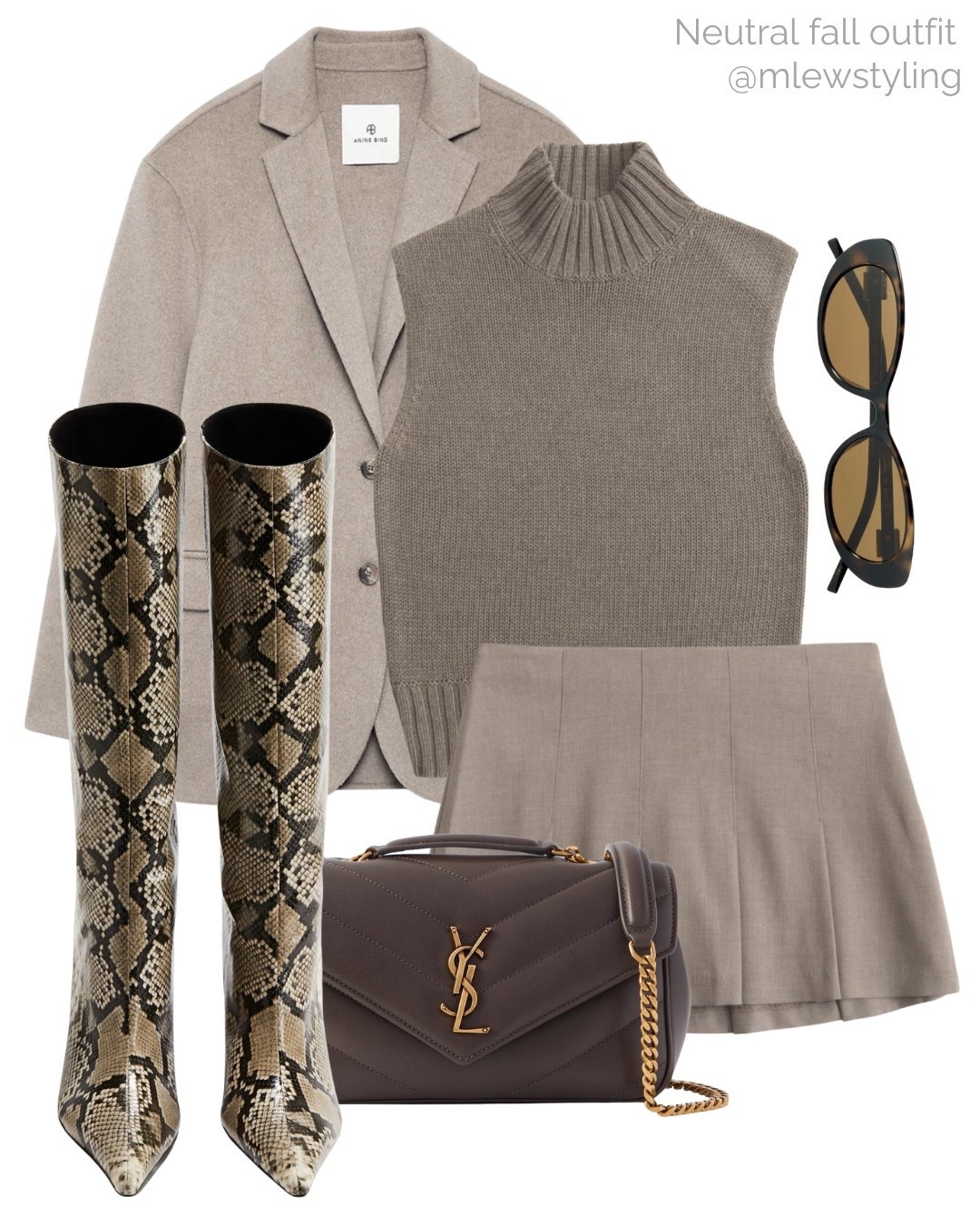 Neutral fall outfit with knee high boots and a skort from Abercrombie 🤎

Tags: H&M animal print knee boots, mock neck sweater, quilted ysl bag, Gucci sunglasses, anine bing oversized blazer, chic autumn outfit, elevated look 

#LTKWorkwear #LTKShoeCrush #LTKItBag