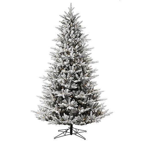 Vickerman 6.5' x 49" Flocked Aspen Fir Artificial Christmas Tree, Warm White LED Lights - Snow Co... | Amazon (US)