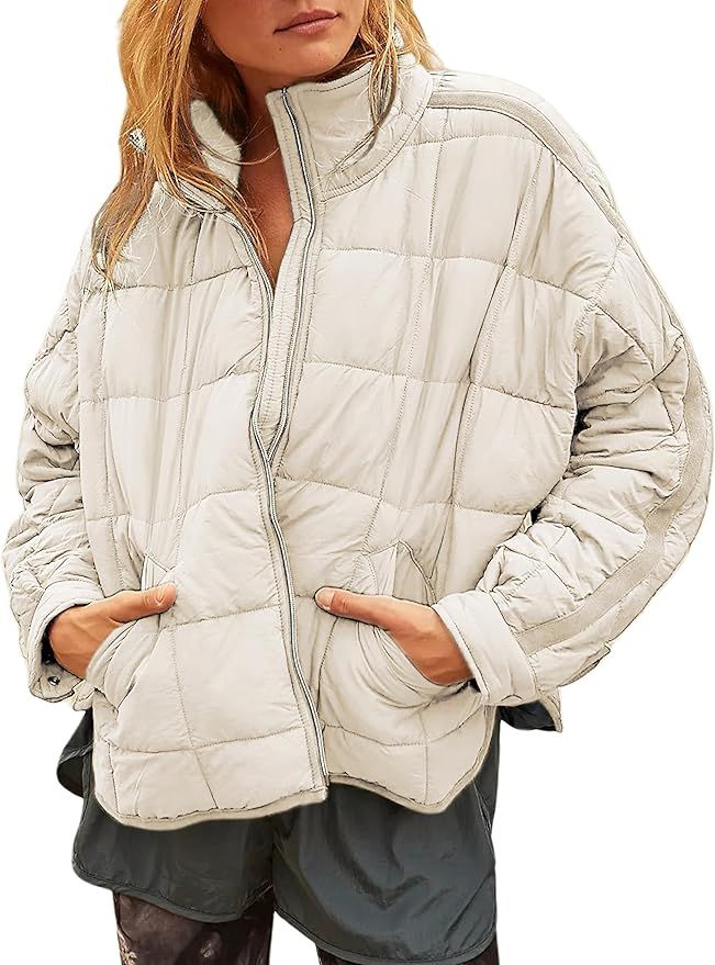 Ameliever Women's Quilted Puffer Jackets Lightweight Zipper Puffy Coat with Pockets | Amazon (US)