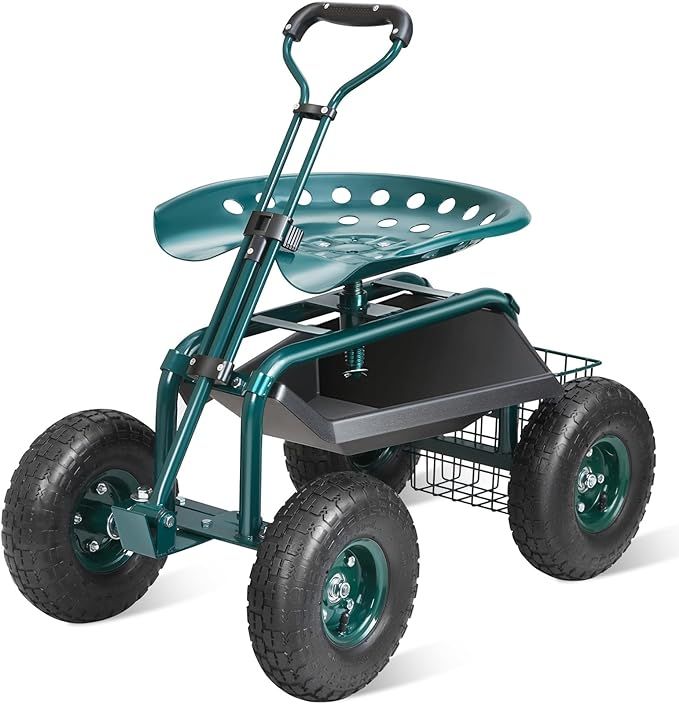 VEVOR Garden Cart Rolling Workseat with Wheels, Gardening Stool for Planting, 360 Degree Swivel S... | Amazon (US)