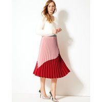 M&S Collection Colour Block Pleated Midi Skirt | Marks & Spencer (UK)