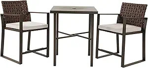 Grand patio 3-Piece Outdoor Counter Height Bistro Set All-Weather Resin Wicker Bar Set with Umbre... | Amazon (US)