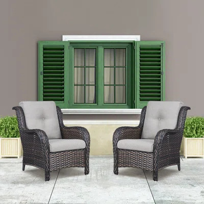 Tonry Wicker Chairs Patio Lounge Chairs with Cushions | Wayfair North America