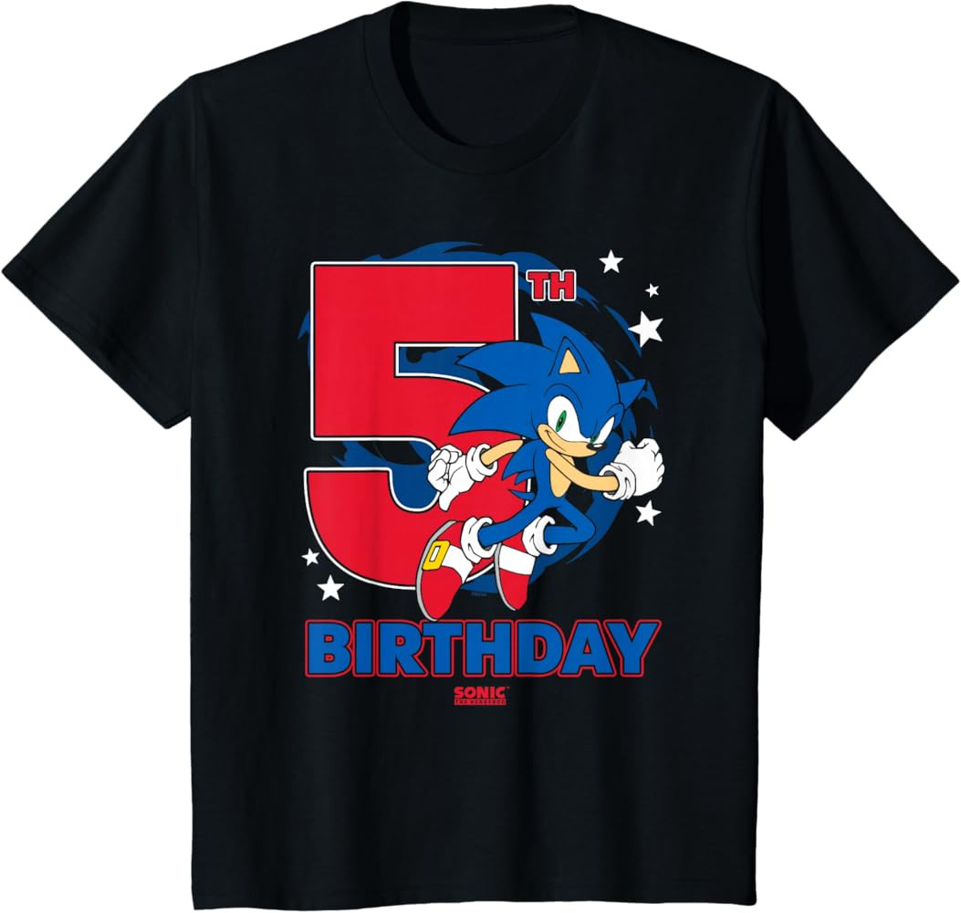 Sonic The Hedgehog 5th Birthday Epic Sonic Big Chest Logo T-Shirt | Amazon (US)